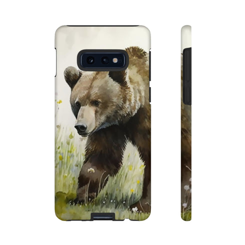 Grizzly Bear in a Field - Impact Resistant Phone Case Samsung Galaxy S10E Matte